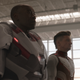 Hawkeye (Jeremy Renner) and War Machine (Don Cheadle) suit up.